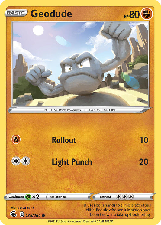 (135/264) Pokemon TCG Fusion Strike Single: Geodude Reverse Holo Common