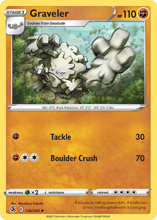 (136/264) Pokemon TCG Fusion Strike Single: Graveler  Uncommon