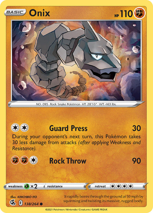 (138/264) Pokemon TCG Fusion Strike Single: Onix  Common