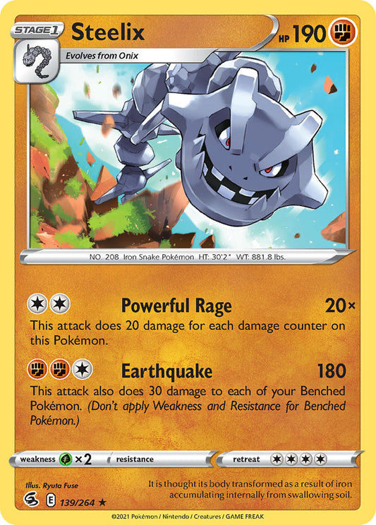 (139/264) Pokemon TCG Fusion Strike Single: Steelix Reverse Holo Holo Rare