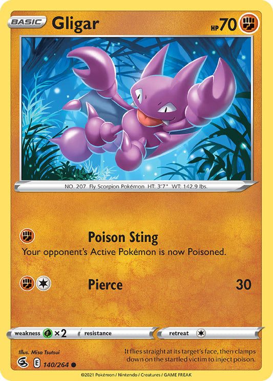 (140/264) Pokemon TCG Fusion Strike Single: Gligar  Common