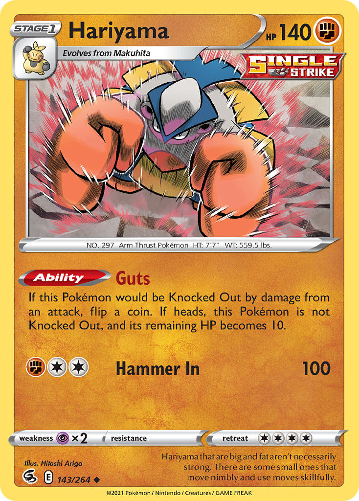 (143/264) Pokemon TCG Fusion Strike Single: Hariyama Reverse Holo Uncommon