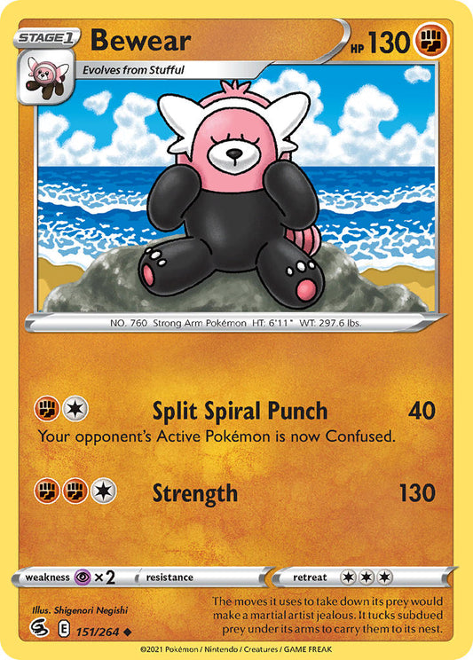 (151/264) Pokemon TCG Fusion Strike Single: Bewear Reverse Holo Uncommon