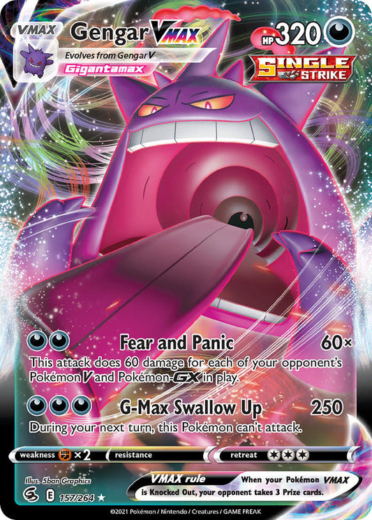 (157/264) Pokemon TCG Fusion Strike Single: Gengar VMAX  Ultra Rare