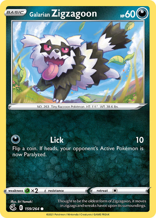 (159/264) Pokemon TCG Fusion Strike Single: Galarian Zigzagoon  Common