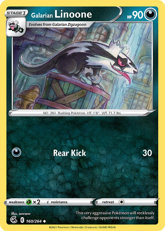 (160/264) Pokemon TCG Fusion Strike Single: Galarian Linoone Reverse Holo Uncommon