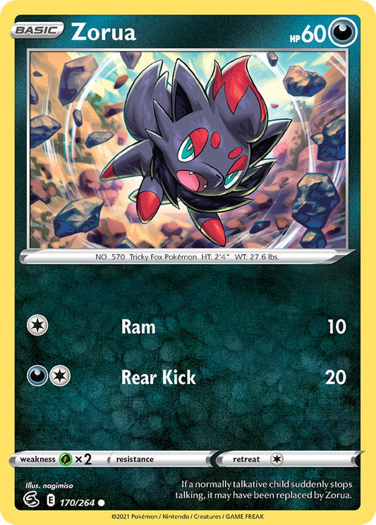(170/264) Pokemon TCG Fusion Strike Single: Zorua Reverse Holo Common