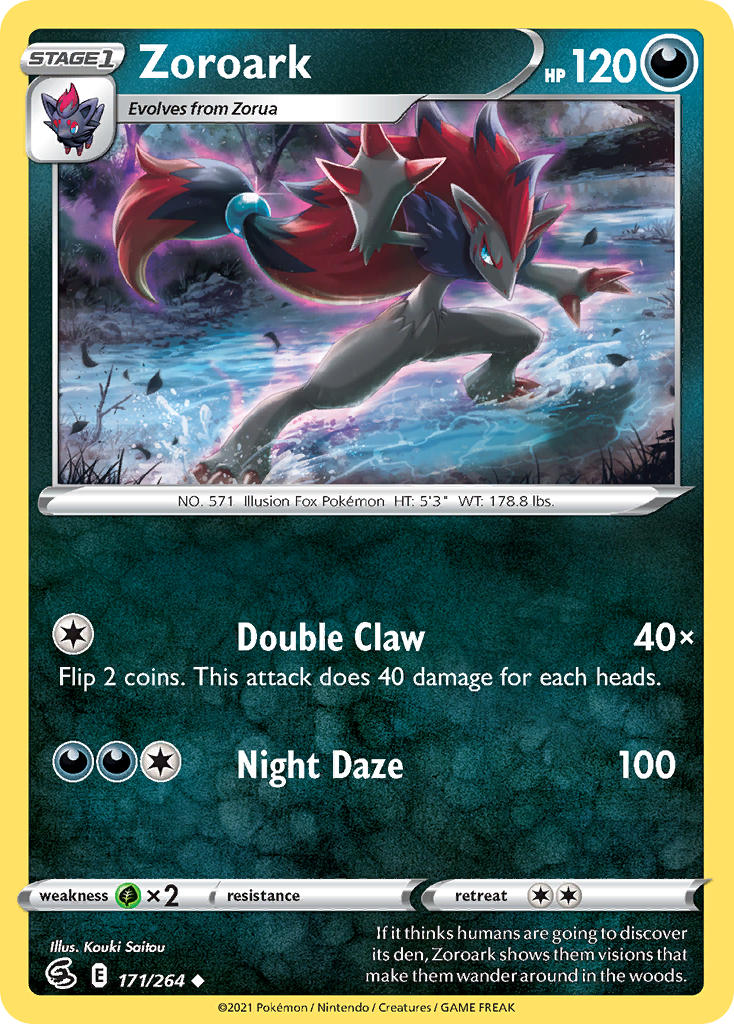 (171/264) Pokemon TCG Fusion Strike Single: Zoroark Reverse Holo Uncommon