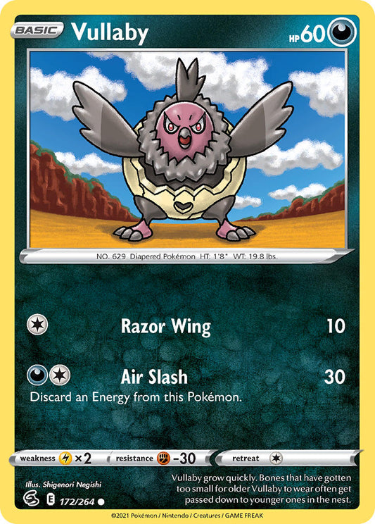 (172/264) Pokemon TCG Fusion Strike Single: Vullaby Reverse Holo Common