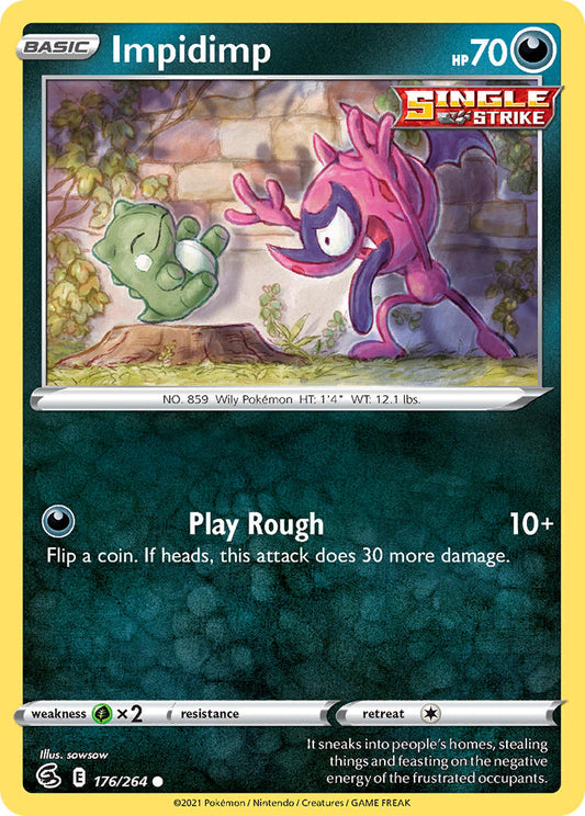 (176/264) Pokemon TCG Fusion Strike Single: Impidimp Reverse Holo Common
