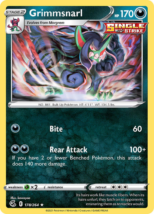 (178/264) Pokemon TCG Fusion Strike Single: Grimmsnarl Reverse Holo Holo Rare