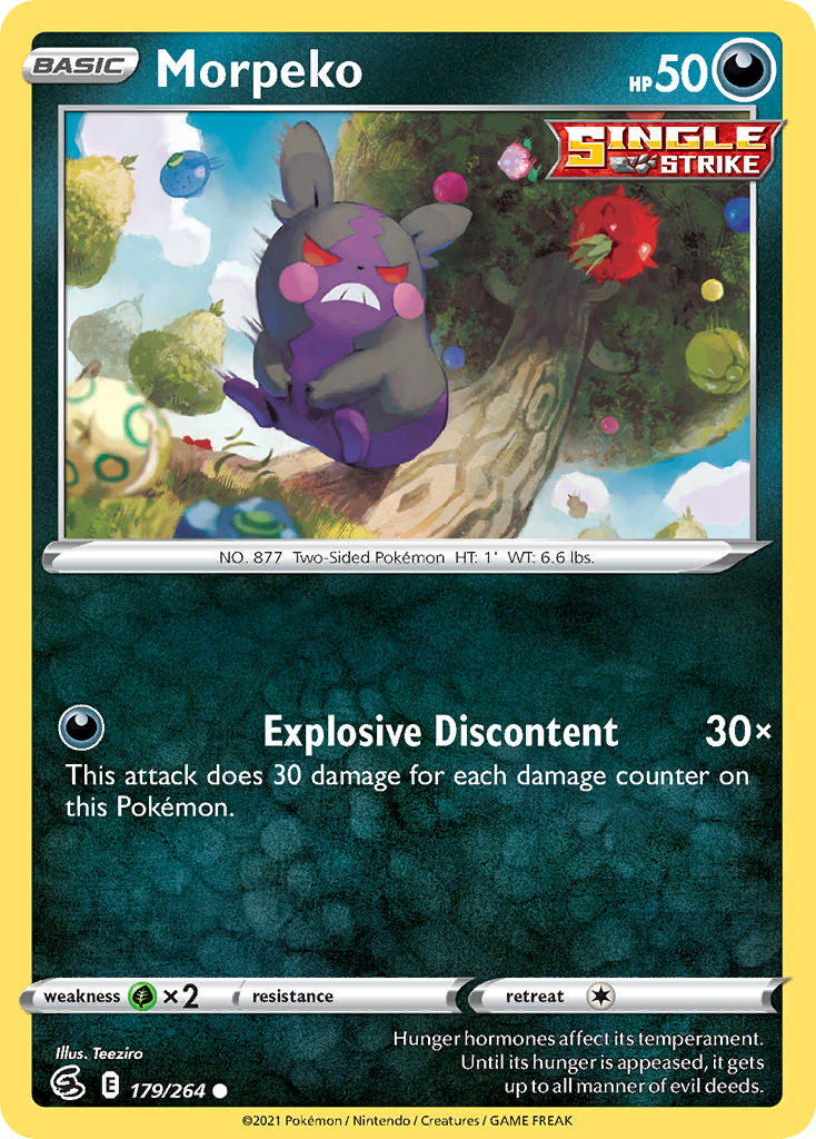 (179/264) Pokemon TCG Fusion Strike Single: Morpeko Reverse Holo Common