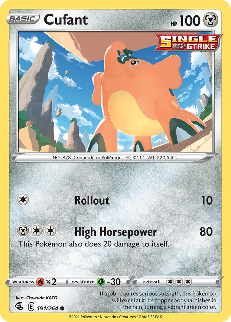 (191/264) Pokemon TCG Fusion Strike Single: Cufant Reverse Holo Common