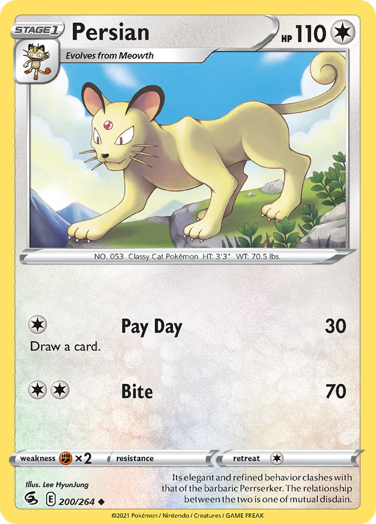 (200/264) Pokemon TCG Fusion Strike Single: Persian  Uncommon
