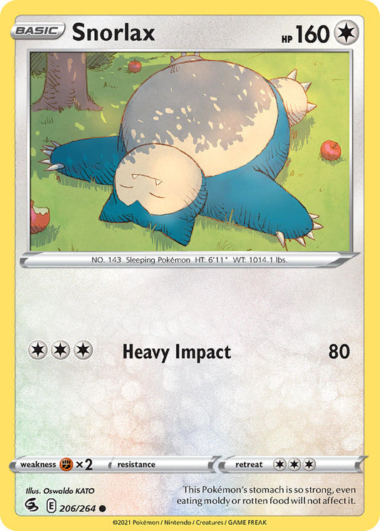 (206/264) Pokemon TCG Fusion Strike Single: Snorlax Reverse Holo Common