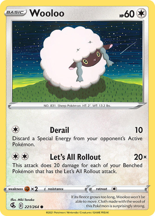 (221/264) Pokemon TCG Fusion Strike Single: Wooloo Reverse Holo Common