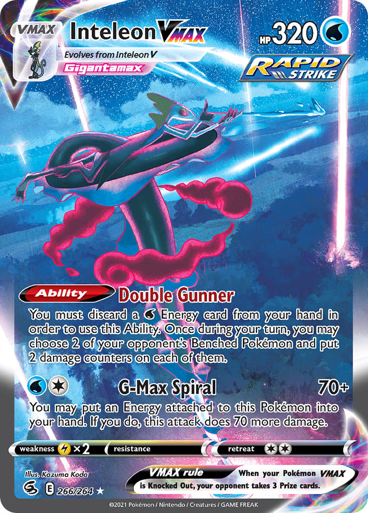 (266/264) Pokemon TCG Fusion Strike Single: Inteleon VMAX  Secret Rare