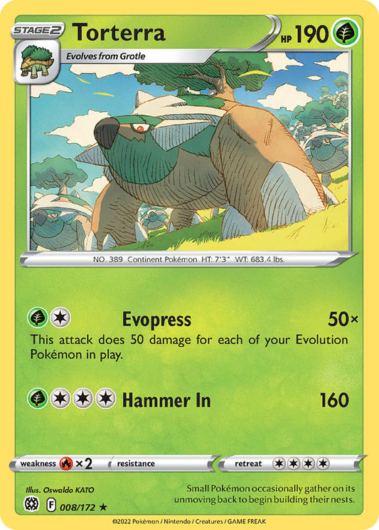 (008/172) Pokemon TCG Brilliant Stars Single: Torterra Reverse Holo Holo Rare