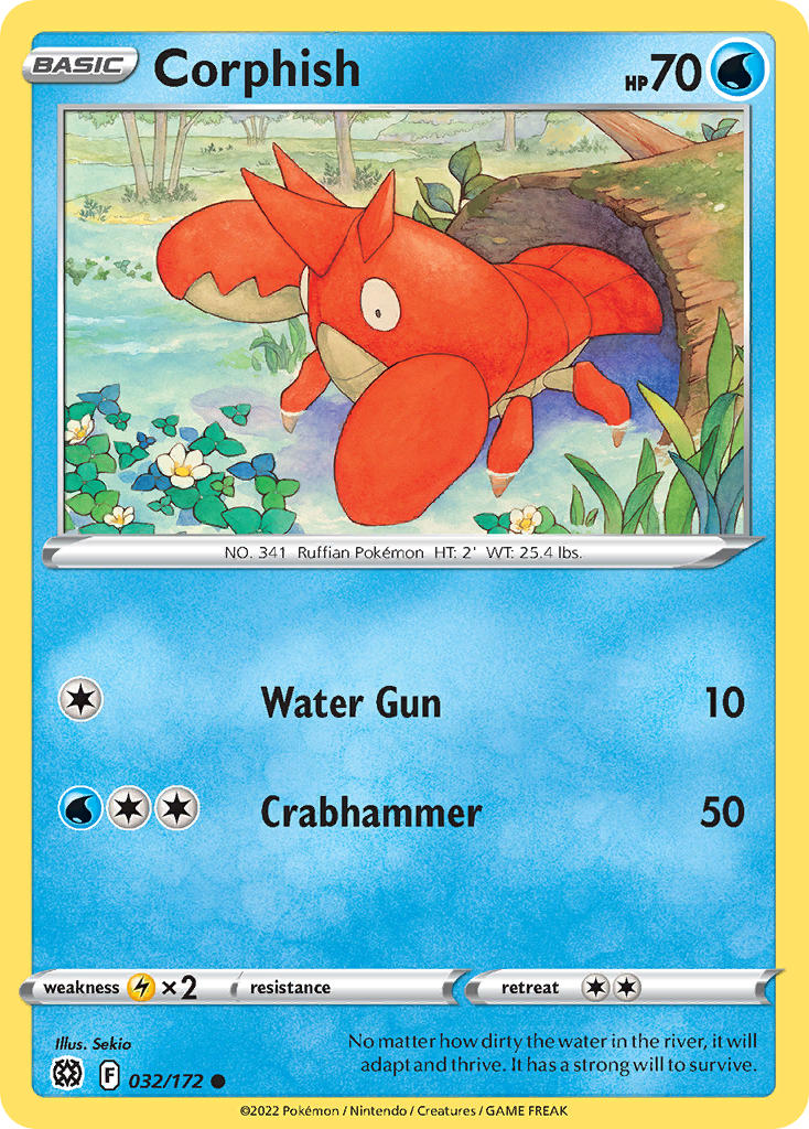(032/172) Pokemon TCG Brilliant Stars Single: Corphish Reverse Holo Common