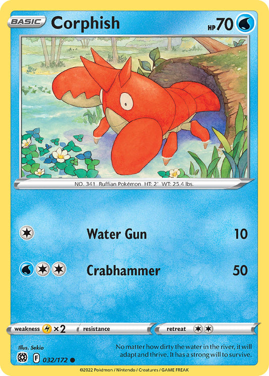 (032/172) Pokemon TCG Brilliant Stars Single: Corphish Reverse Holo Common