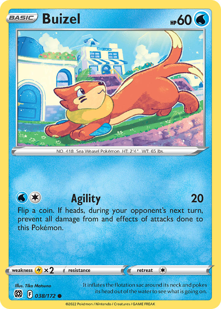(038/172) Pokemon TCG Brilliant Stars Single: Buizel Reverse Holo Common