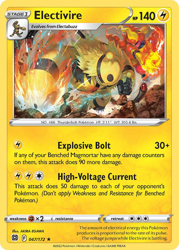 (047/172) Pokemon TCG Brilliant Stars Single: Electivire  Rare