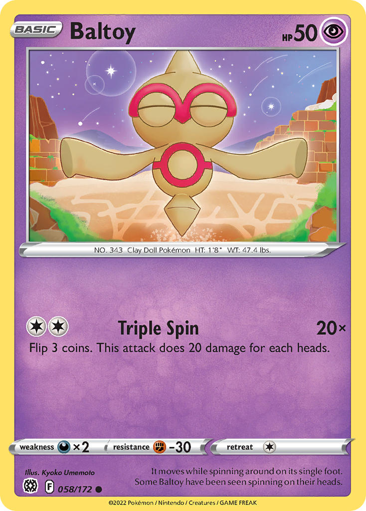 (058/172) Pokemon TCG Brilliant Stars Single: Baltoy Reverse Holo Common