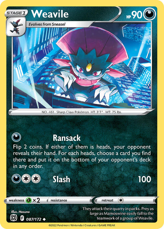 (087/172) Pokemon TCG Brilliant Stars Single: Weavile Reverse Holo Uncommon