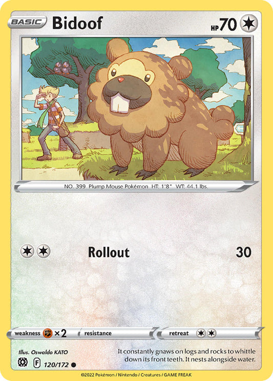 (120/172) Pokemon TCG Brilliant Stars Single: Bidoof Reverse Holo Common