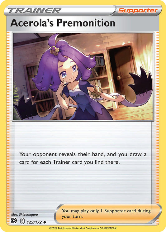 (129/172) Pokemon TCG Brilliant Stars Single: Acerola's Premonition  Uncommon