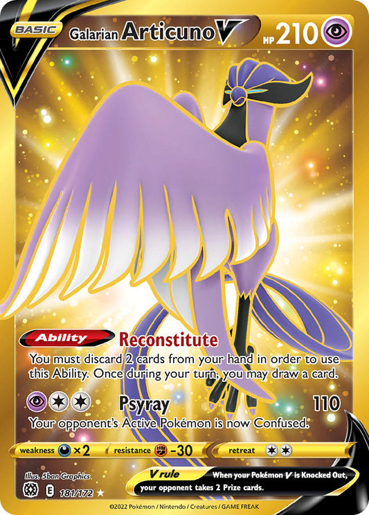 (181/172) Pokemon TCG Brilliant Stars Single: Galarian Articuno V  Secret Rare