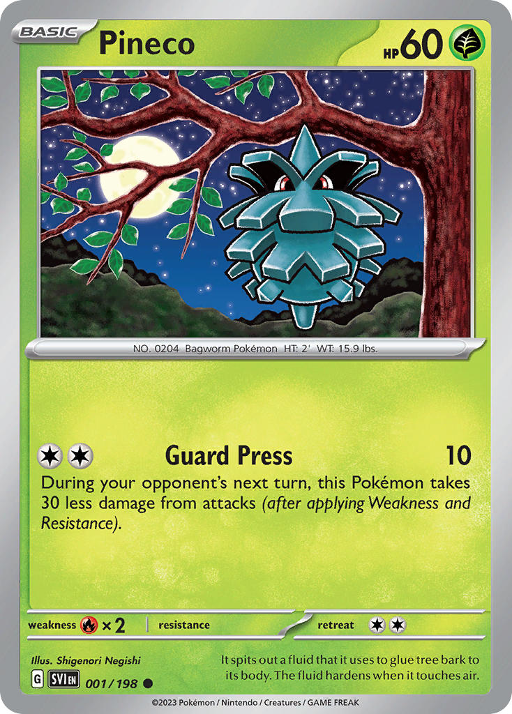 (001/198) Pokemon TCG Scarlet & Violet Single: Pineco  Reverse Holo Common