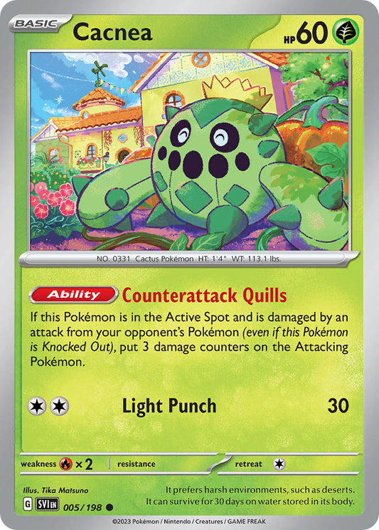 (005/198) Pokemon TCG Scarlet & Violet Single: Cacnea  Reverse Holo Common