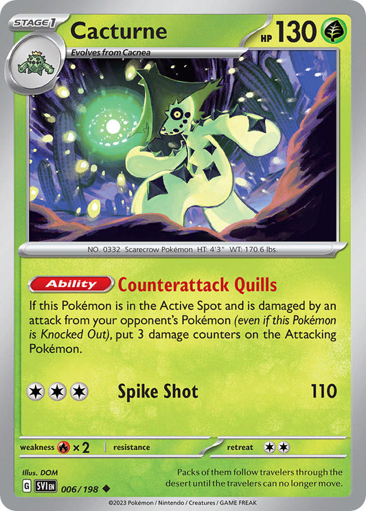 (006/198) Pokemon TCG Scarlet & Violet Single: Cacturne  Reverse Holo Uncommon
