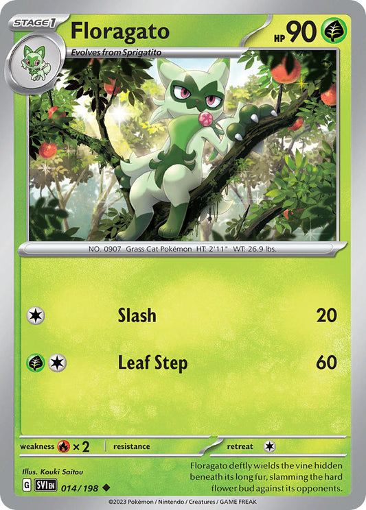 (014/198) Pokemon TCG Scarlet & Violet Single: Floragato   Uncommon