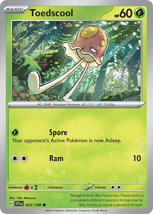 (025/198) Pokemon TCG Scarlet & Violet Single: Toedscool  Reverse Holo Common
