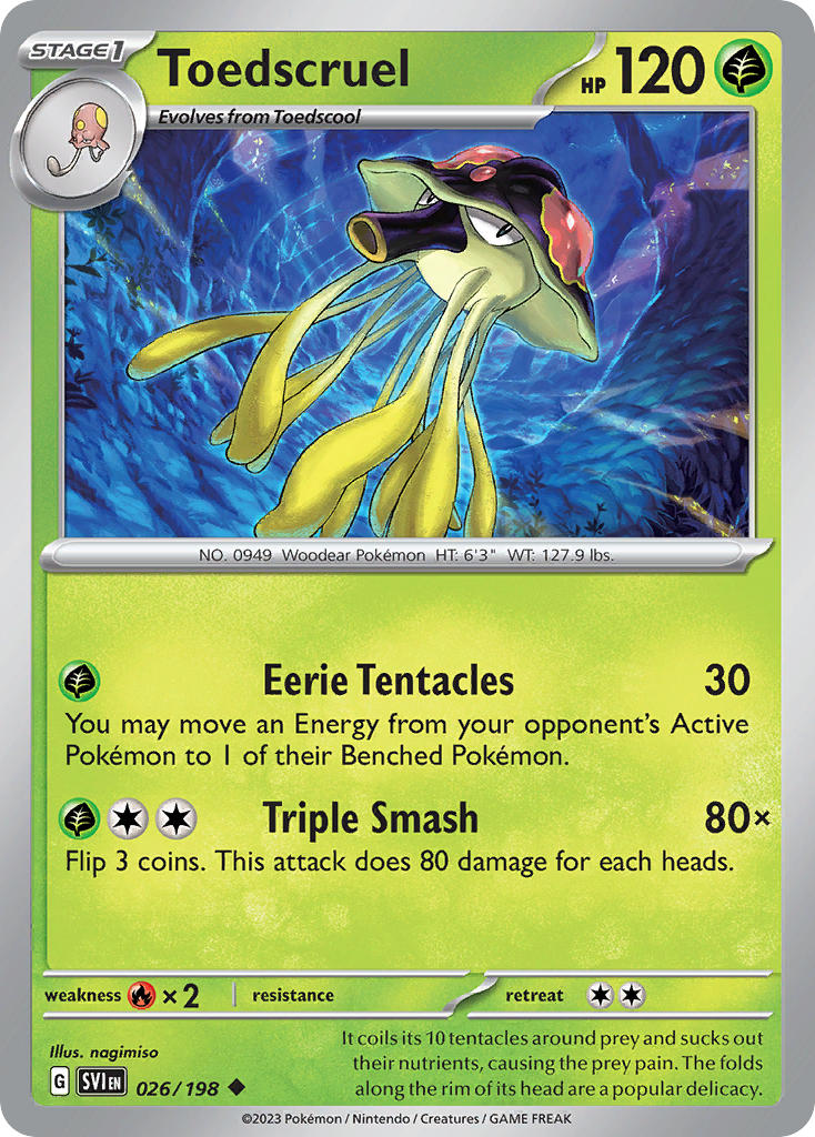 (026/198) Pokemon TCG Scarlet & Violet Single: Toedscruel  Reverse Holo Uncommon