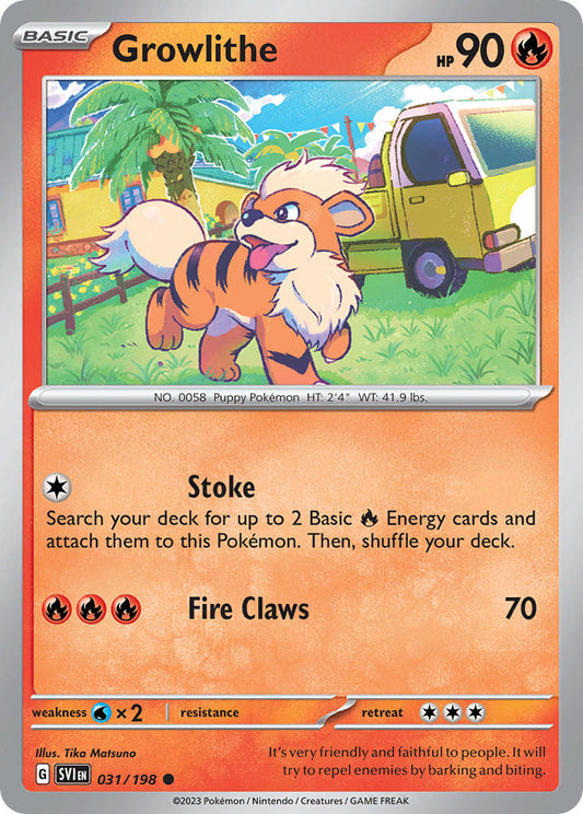 (031/198) Pokemon TCG Scarlet & Violet Single: Growlithe  Reverse Holo Common