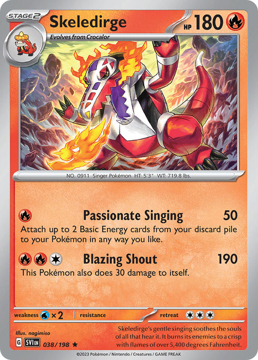 (038/198) Pokemon TCG Scarlet & Violet Single: Skeledirge  Reverse Holo Rare