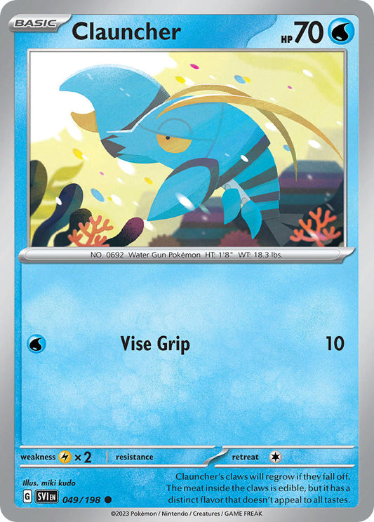 (049/198) Pokemon TCG Scarlet & Violet Single: Clauncher  Reverse Holo Common
