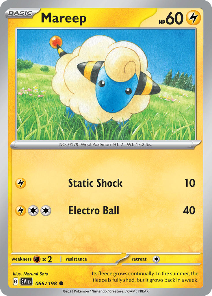 (066/198) Pokemon TCG Scarlet & Violet Single: Mareep   Common