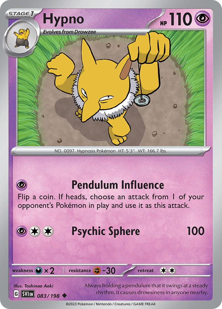 (083/198) Pokemon TCG Scarlet & Violet Single: Hypno  Reverse Holo Uncommon