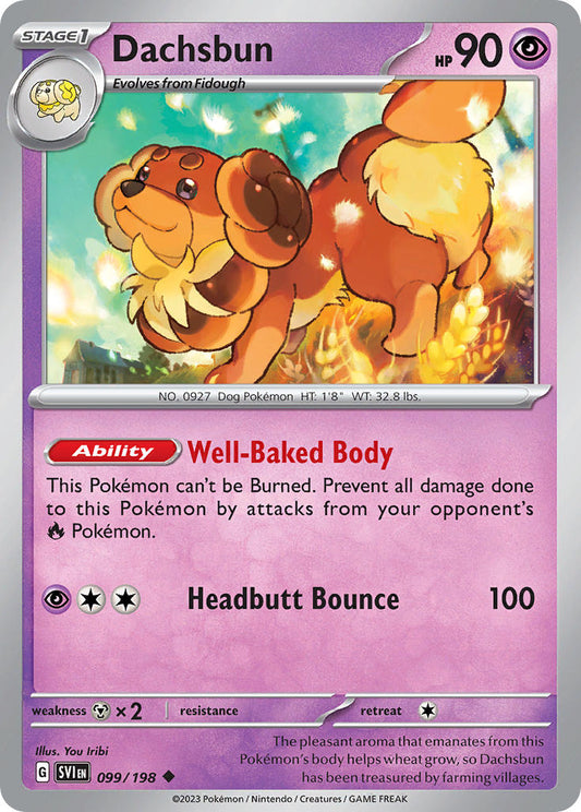 (099/198) Pokemon TCG Scarlet & Violet Single: Dachsbun  Reverse Holo Uncommon