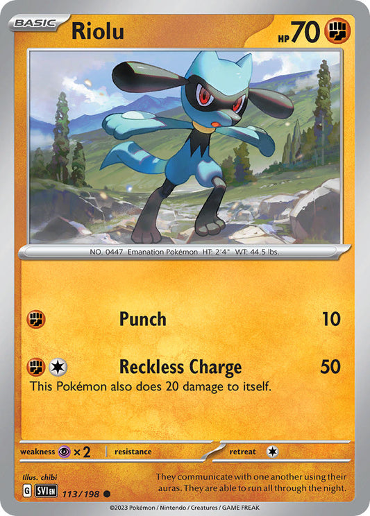 (113/198) Pokemon TCG Scarlet & Violet Single: Riolu   Common