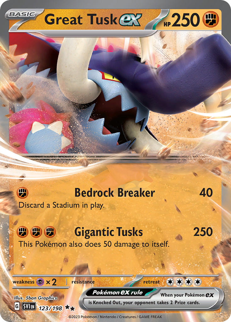 (123/198) Pokemon TCG Scarlet & Violet Single: Great Tusk ex   Double Rare