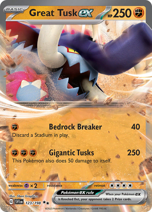 (123/198) Pokemon TCG Scarlet & Violet Single: Great Tusk ex   Double Rare