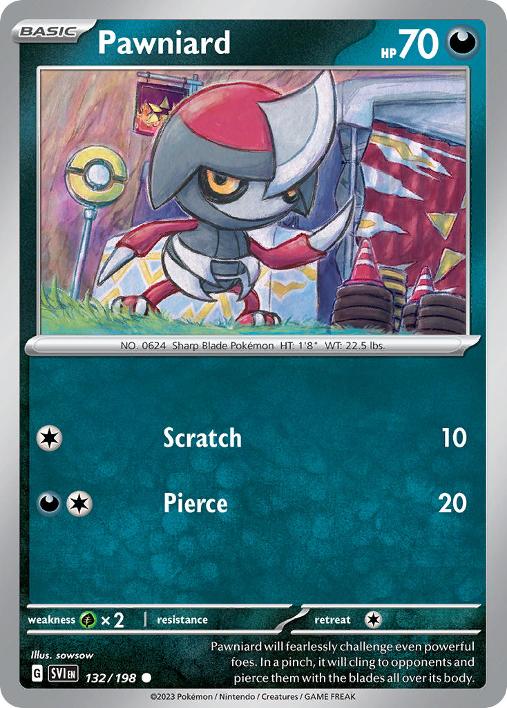 (132/198) Pokemon TCG Scarlet & Violet Single: Pawniard  Reverse Holo Common