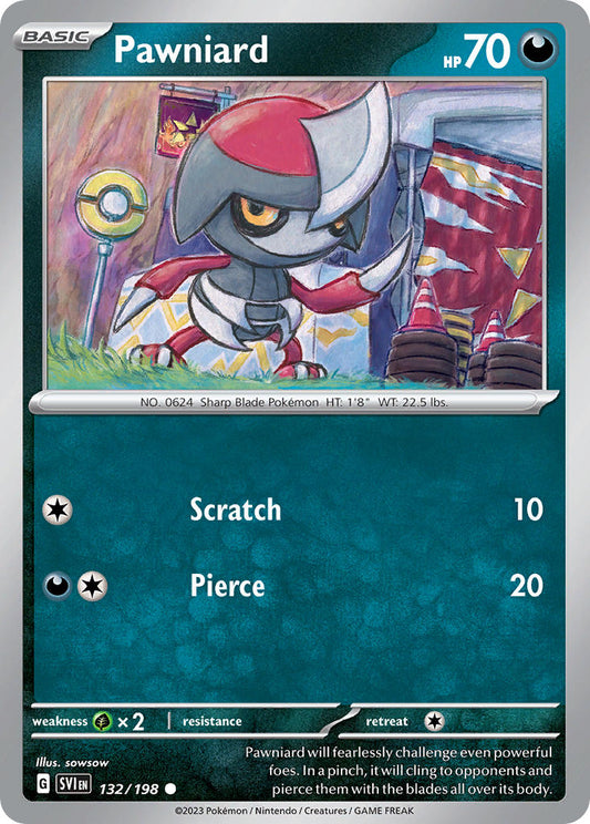 (132/198) Pokemon TCG Scarlet & Violet Single: Pawniard  Reverse Holo Common
