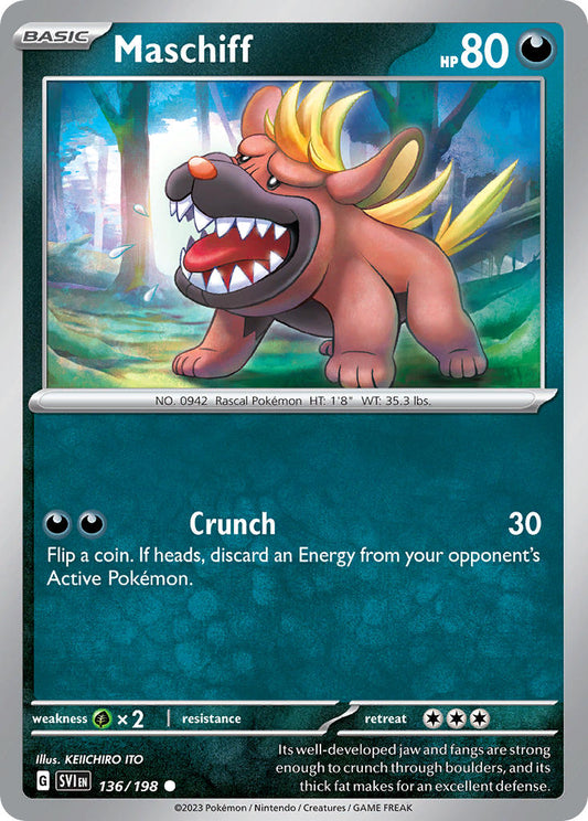 (136/198) Pokemon TCG Scarlet & Violet Single: Maschiff   Common