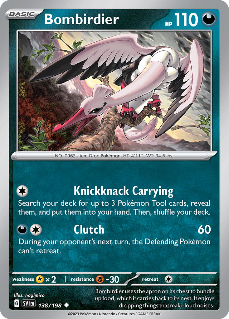(138/198) Pokemon TCG Scarlet & Violet Single: Bombirdier   Uncommon